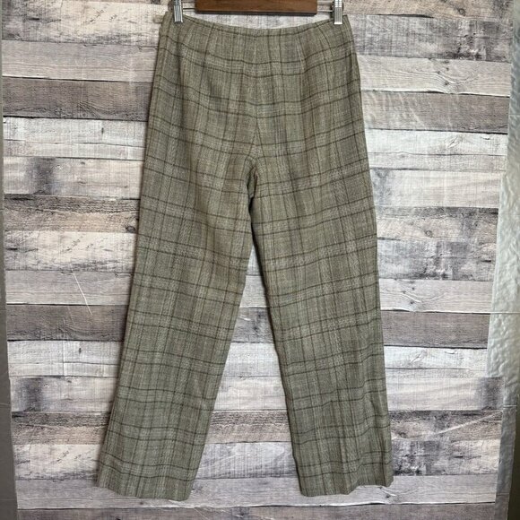 Talbots Trousers Wool Blend Plaid Lined Size 6 Petites Stretch Side Zip Brown - Picture 2 of 10